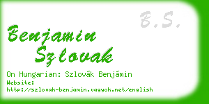 benjamin szlovak business card